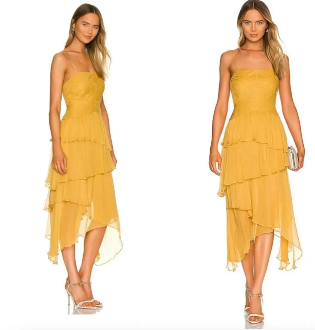 Shona Joy Iris Pin Tuck Frill Midi dress for rent on The Volte - main image