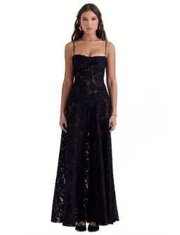 House Of Cb Seren Lace-Up Back Maxi Dress Black Size 10 (Regular Cup A-C) for rent on The Volte - image 2
