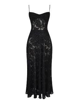 House Of Cb Seren Lace-Up Back Maxi Dress Black Size 10 (Regular Cup A-C) for rent on The Volte - image 1