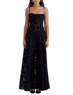 House Of Cb Seren Lace-Up Back Maxi Dress Black Size 10 (Regular Cup A-C) for rent on The Volte - image 3