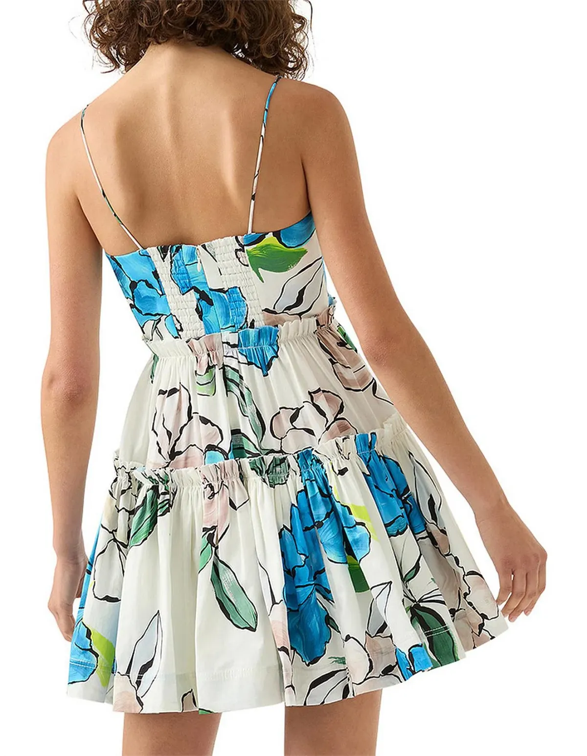 AJE Maya Tiered Mini Dress Cool Camellia Floral Races Size 10 M Medium - Image 3