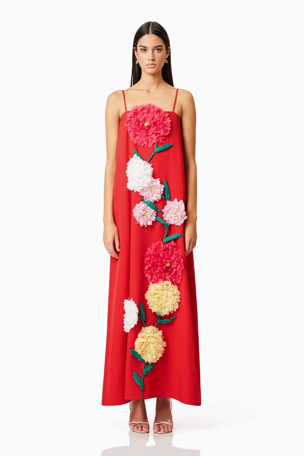 Buttercup Embroidered Maxi Dress In Red - Image 2