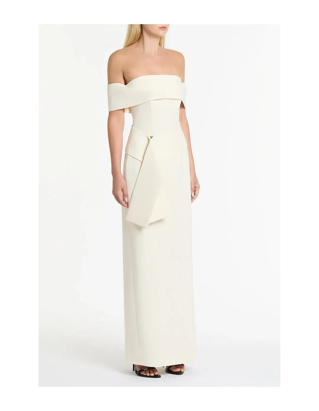 Carla Zampatti IVORY CREPE LA BANDA OFF SHOULDER GOWN | XXS | AU4 for rent on The Volte - main image