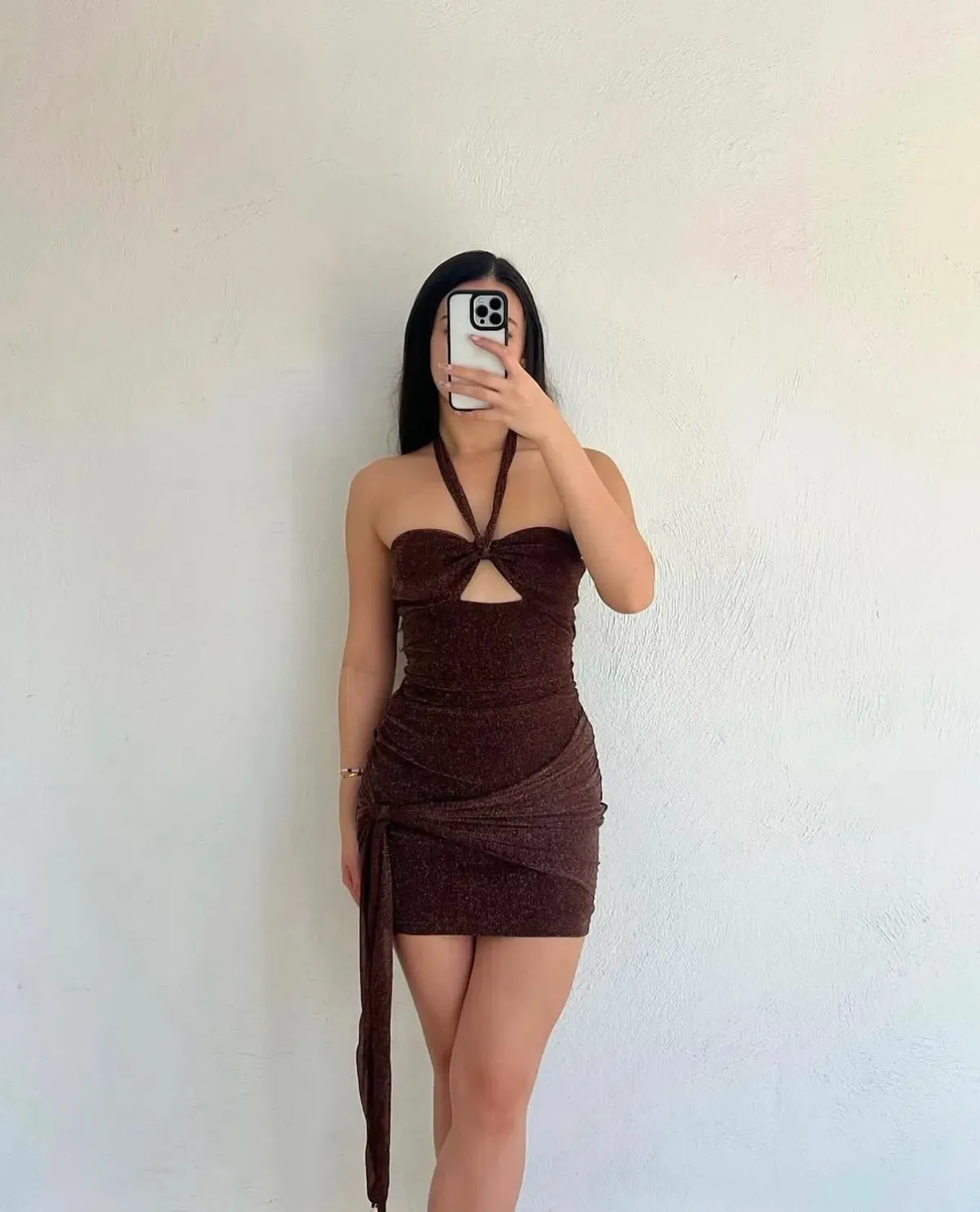 Benni Prianka Halter Mini Dress in Espresso Size 6 - Image 2