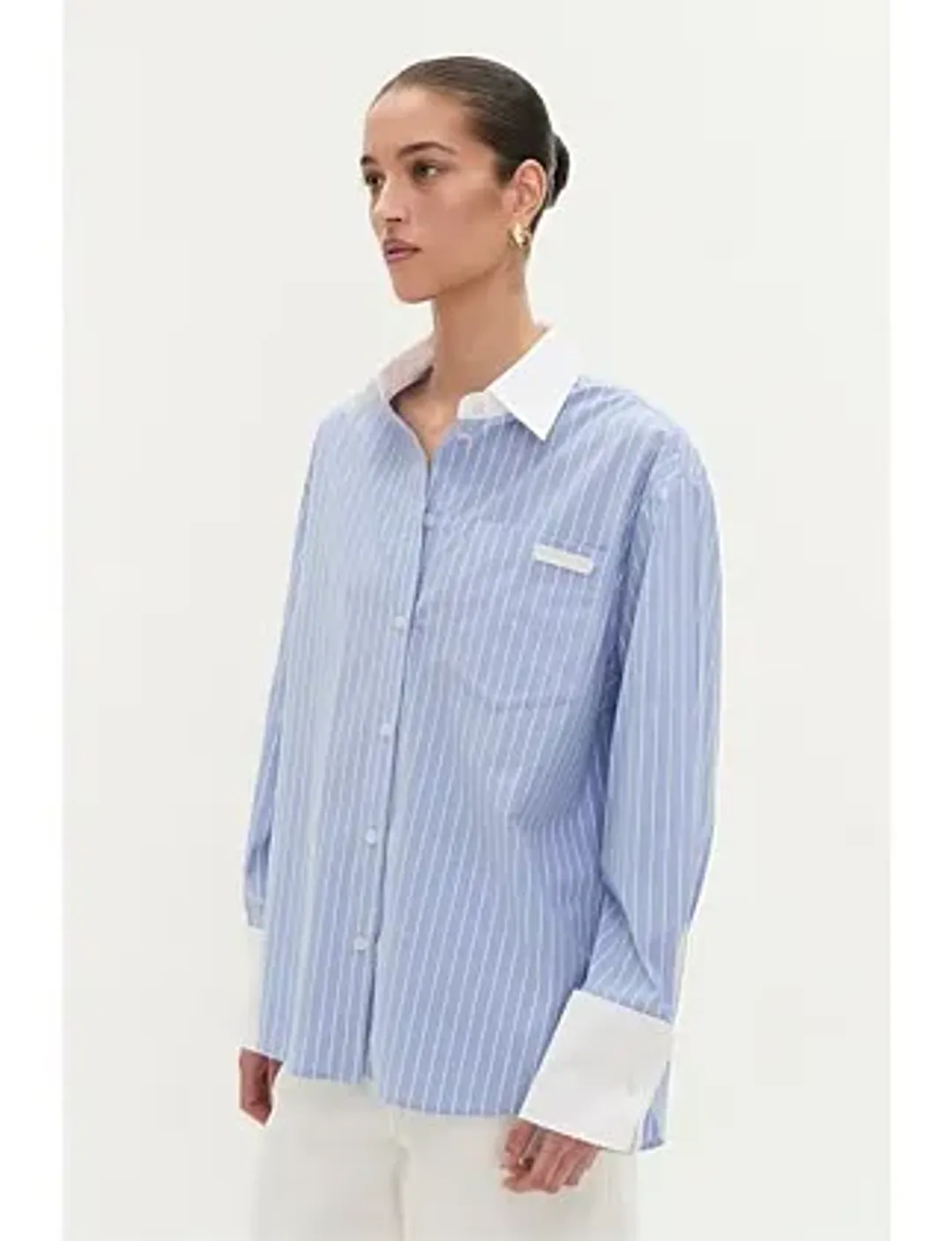 Aje Studio Palmer Striped Shirt Blue Size 6 for rent on The Volte - main image
