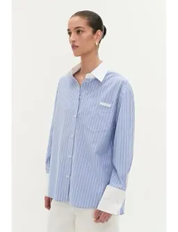 Aje Studio Palmer Striped Shirt Blue Size 6 for rent on The Volte - image 2