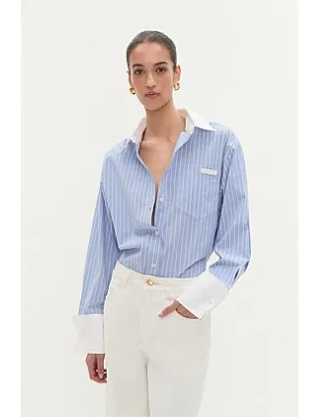 Aje Studio Palmer Striped Shirt Blue Size 6 for rent on The Volte - main image