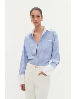 Aje Studio Palmer Striped Shirt Blue Size 6 for rent on The Volte - image 6