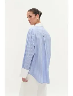 Aje Studio Palmer Striped Shirt Blue Size 6 for rent on The Volte - image 3