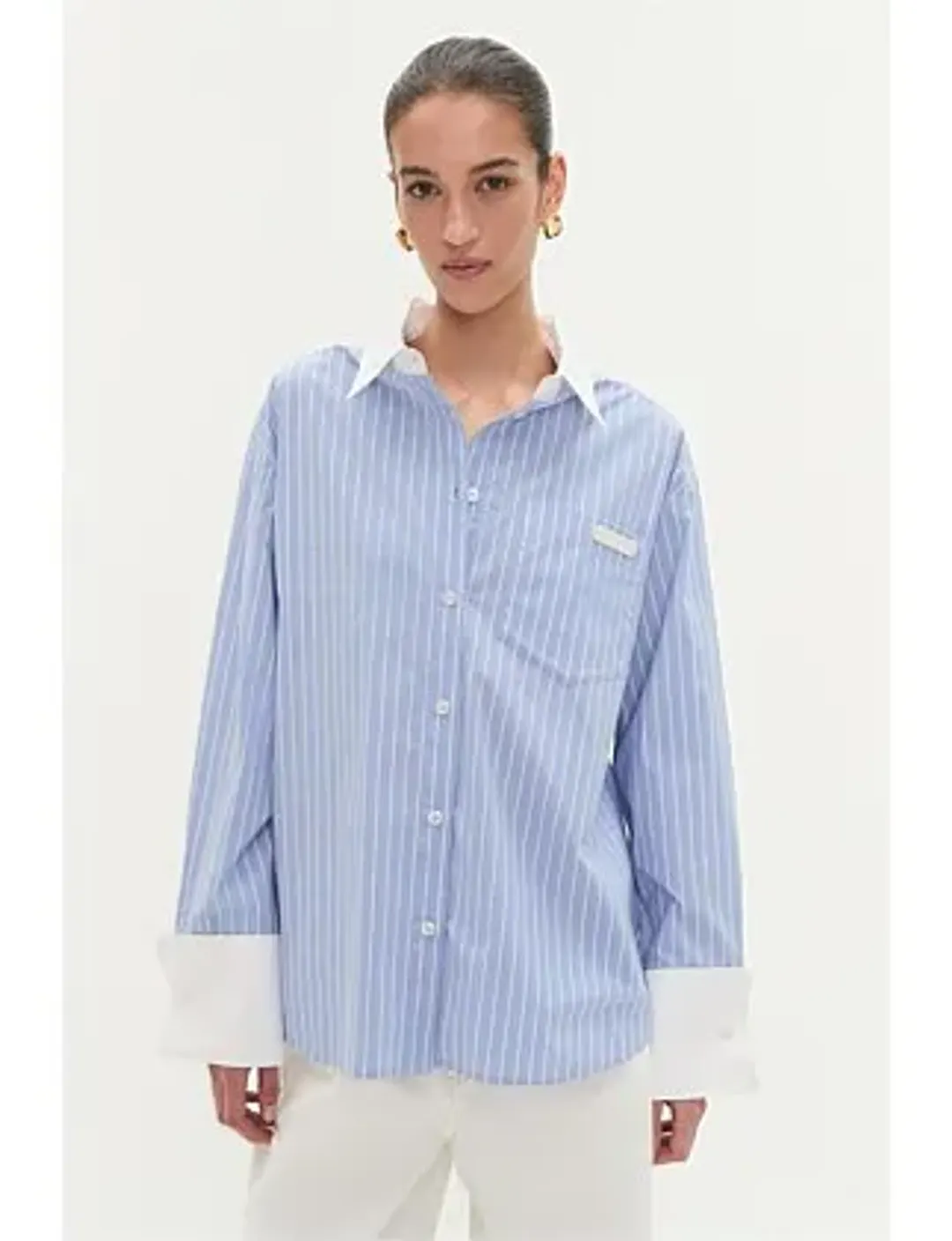 Aje Studio Palmer Striped Shirt Blue Size 6 for rent on The Volte - main image