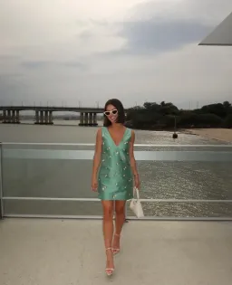 Oroton Mint Green Shift Mini Dress for rent on The Volte - image 1