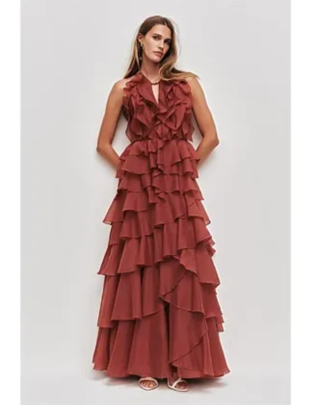 Aje Cleo Gown Rust Size 10 - Image 3
