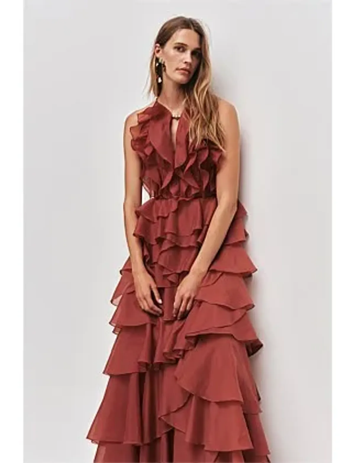 Aje Cleo Gown Rust Size 10 for rent on The Volte - main image