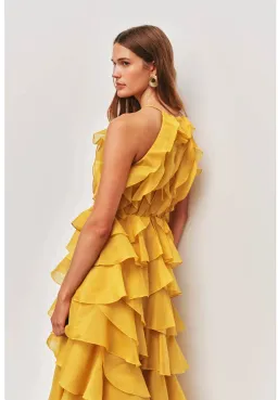 Aje Cleo Gown in Chartreuse Size 8 for rent on The Volte - image 2