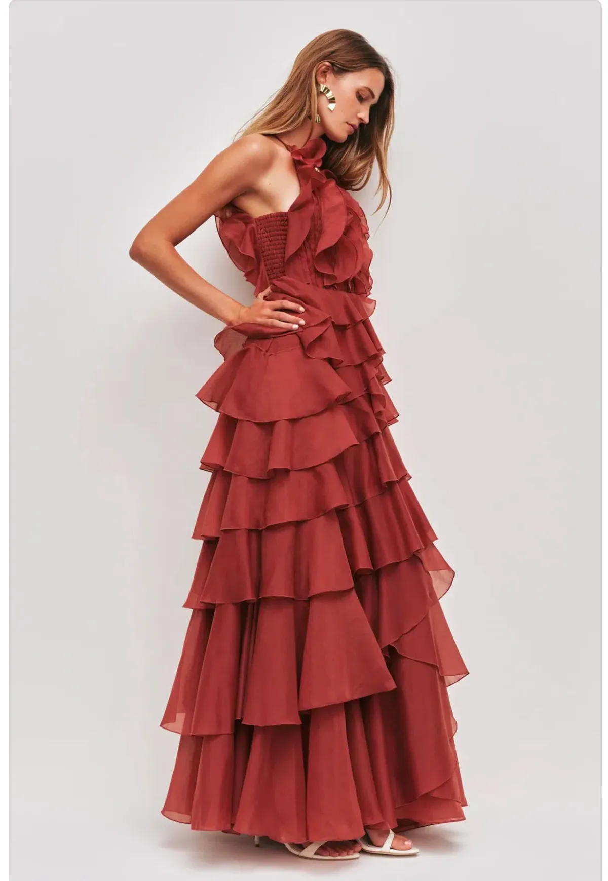 Aje Cleo Gown in Rust Size 10 - Image 2