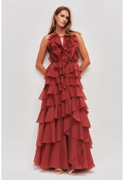 Aje Cleo Gown in Rust Size 10 for rent on The Volte - image 1