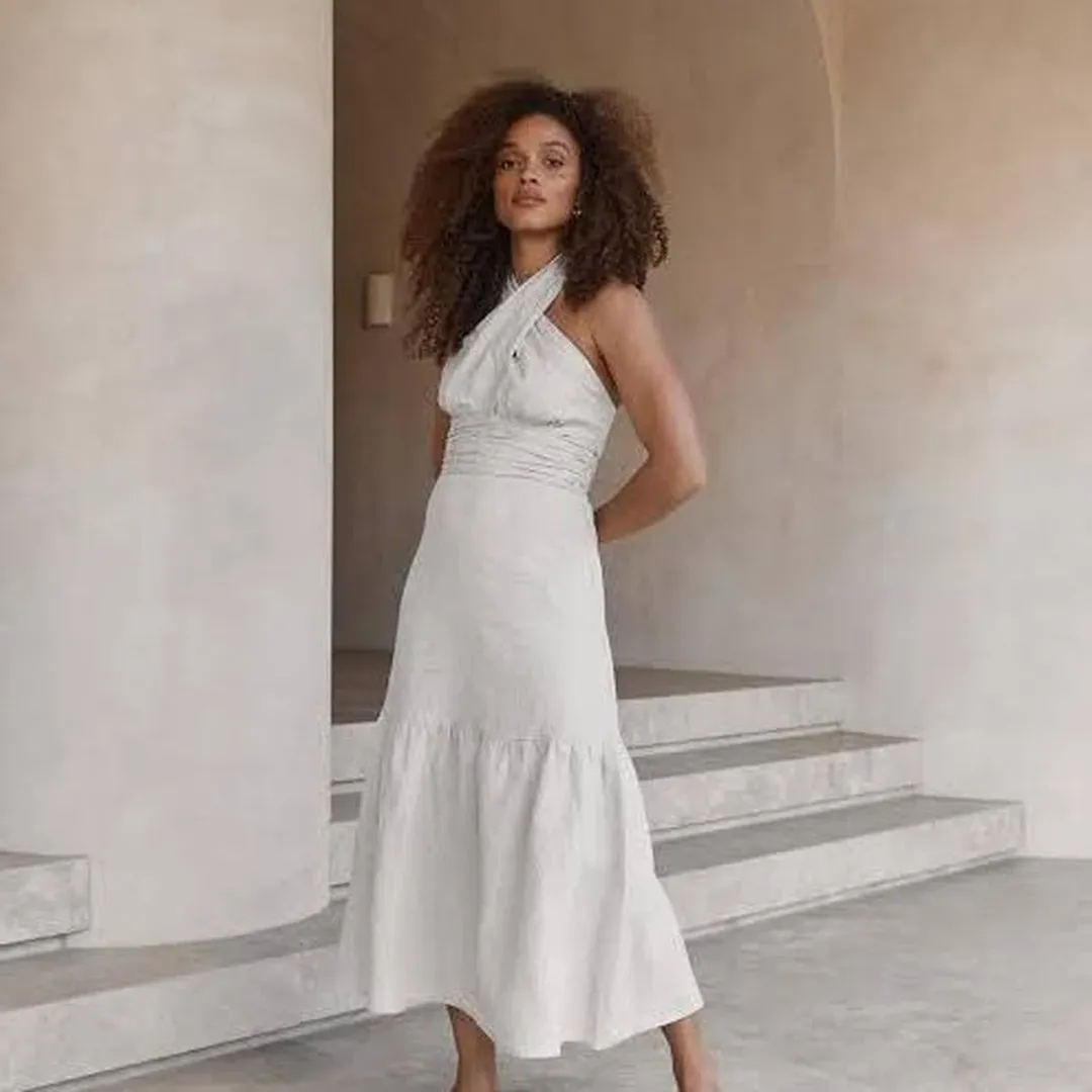 Dissh Halter Linen Midi Size 6 for rent on The Volte - main image