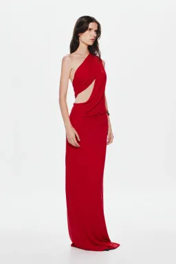 MISHA THE SOLSTICE CUPRO DRESS in CHERRY RED SIZE XS / 6 - 8 for rent on The Volte - image 6