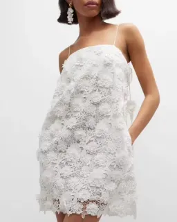 Zimmermann Raie Lace Flower Mini Dress Ivory Size 0 / AU 8 for rent on The Volte - image 2