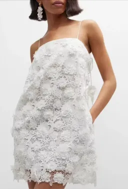 Zimmermann Raie Lace Flower Mini Dress Ivory Size 0 / AU 8 for rent on The Volte - image 1