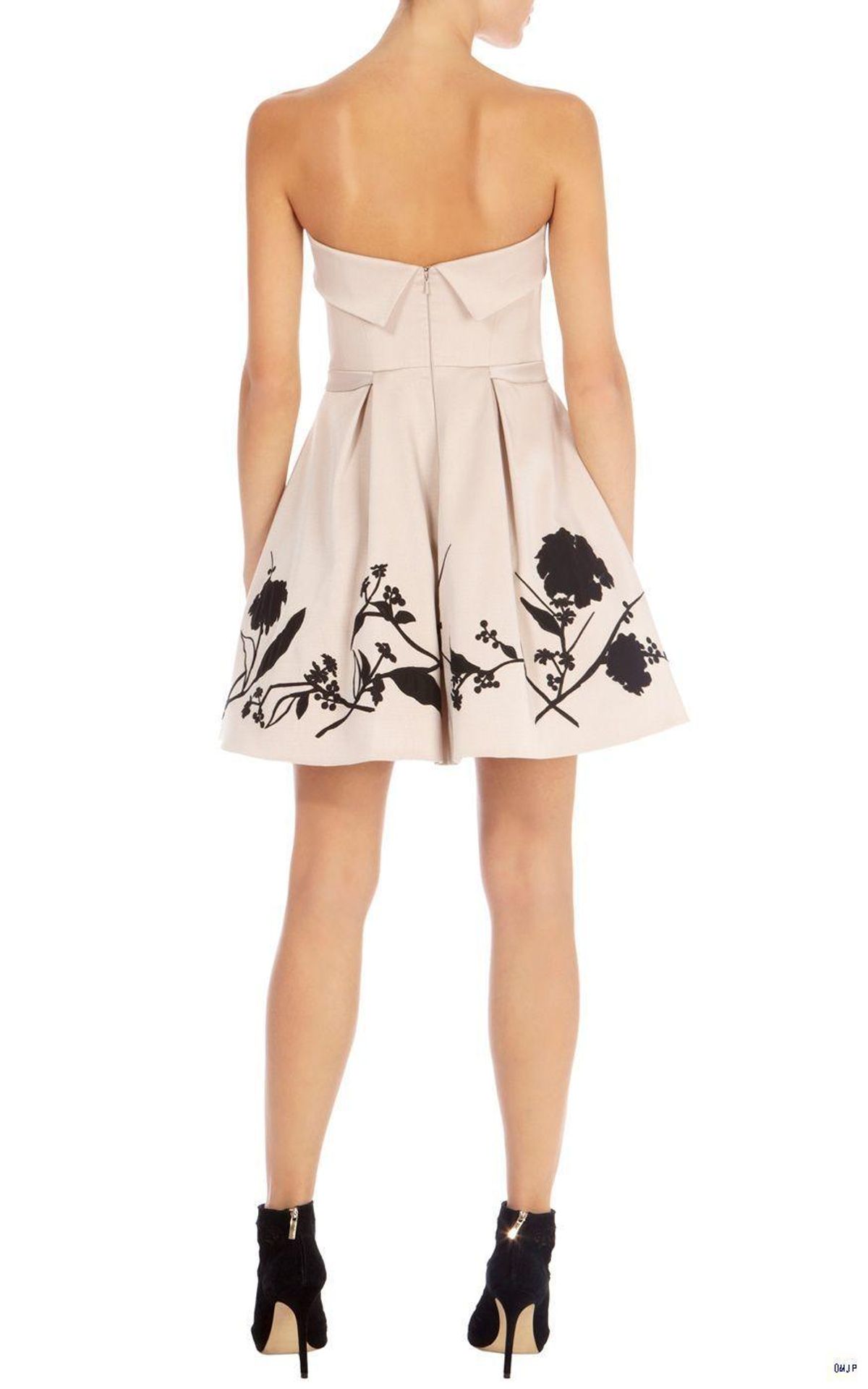 Karen Millen Strapless Placed Flower Mini Dress Size 12 - Image 2