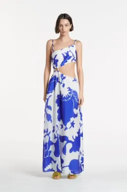 Sir The Label - Marlowe Vivi Asymmetric Cut Out Dress Blue Print for rent on The Volte - image 1