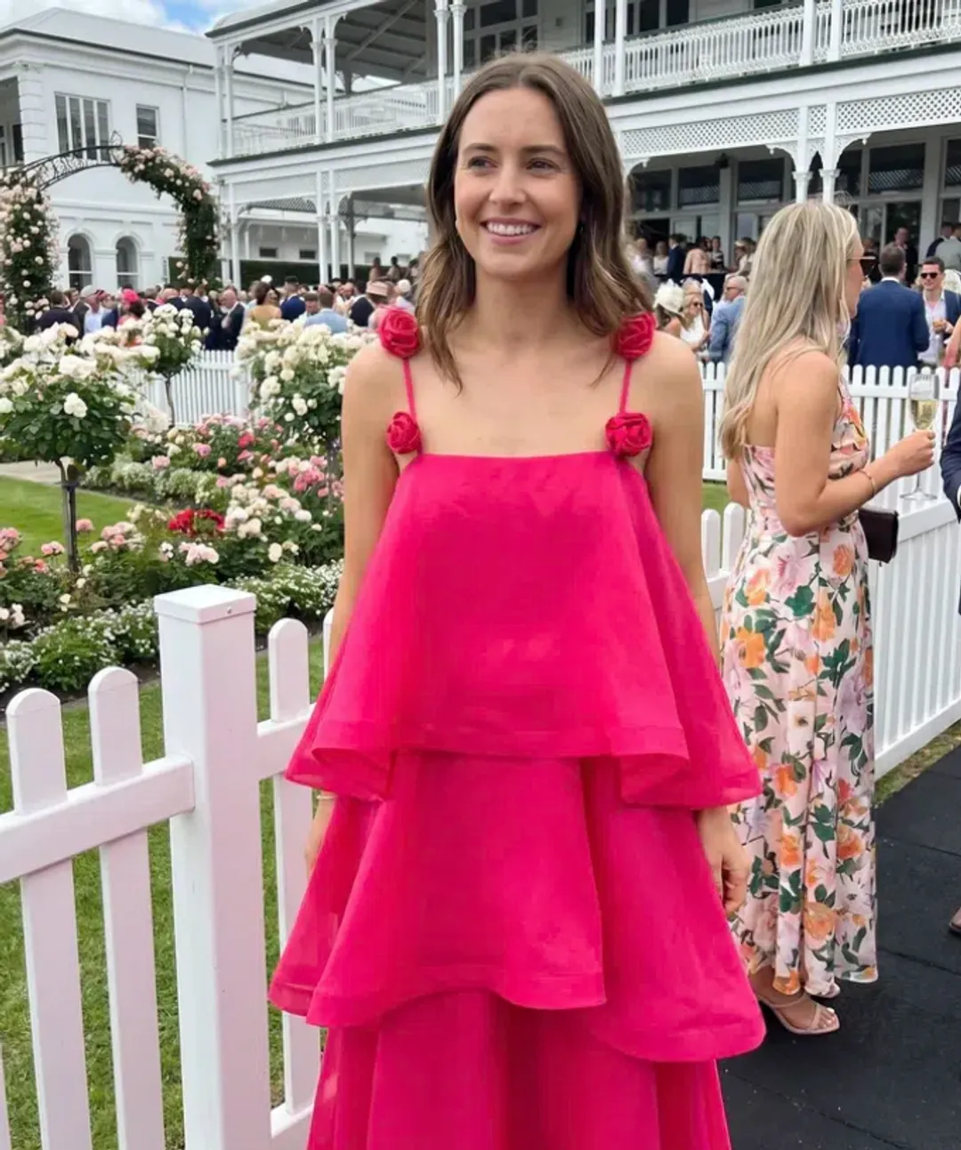 Elliatt Thalia Tiered Gown in Pink Size M/AU 10 for rent on The Volte - main image