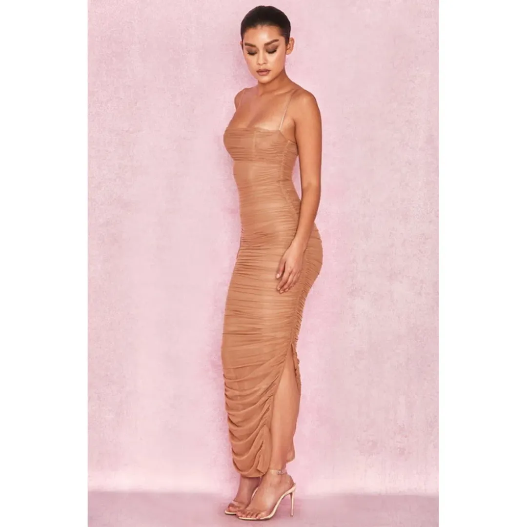 House of CB Fornarina Mesh Organza Midi Dress Nude Size 14 for rent on The Volte - main image