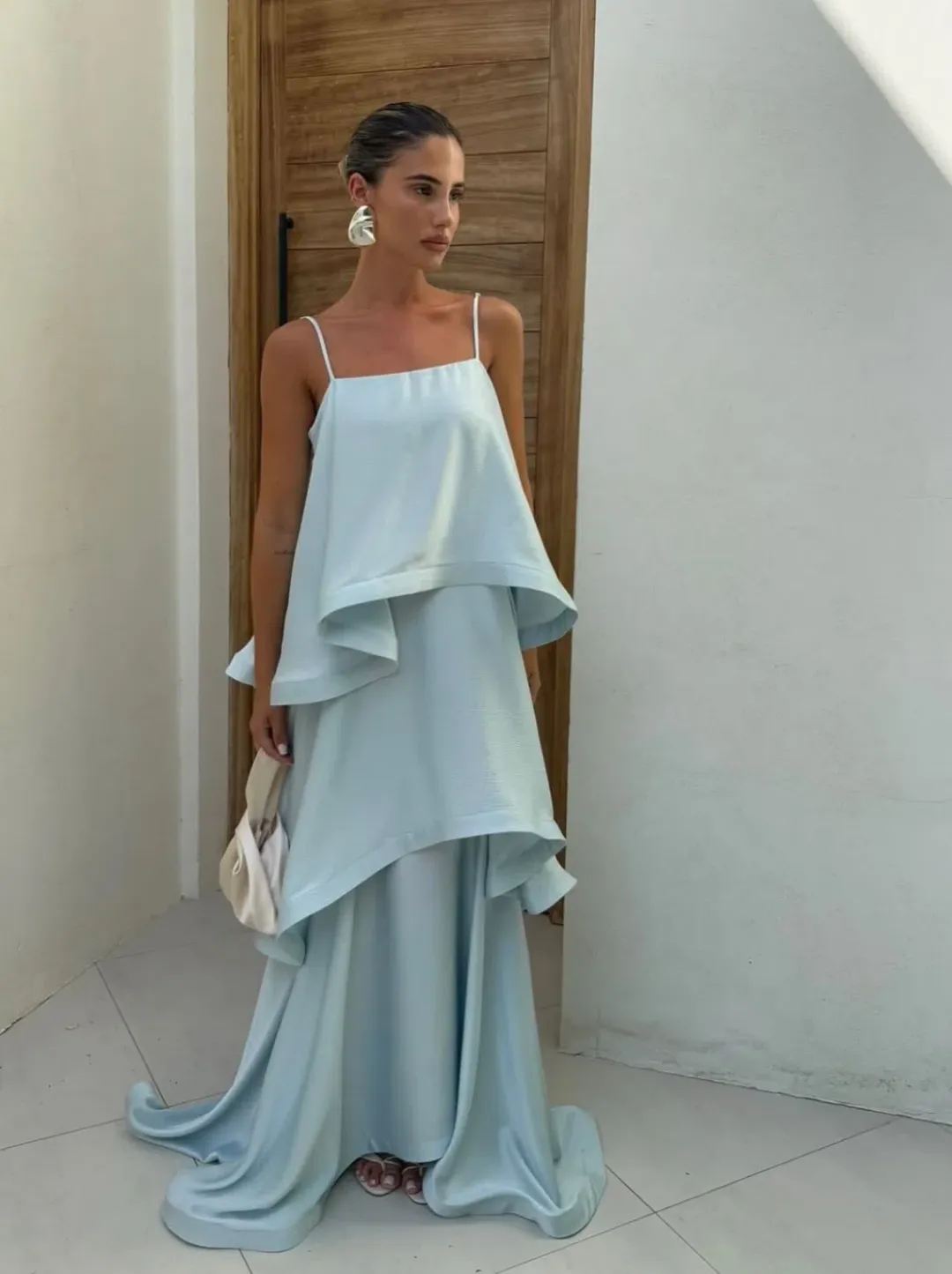 Elliatt Tilly Tiered Maxi Dress size L / 12 Blue for rent on The Volte - main image