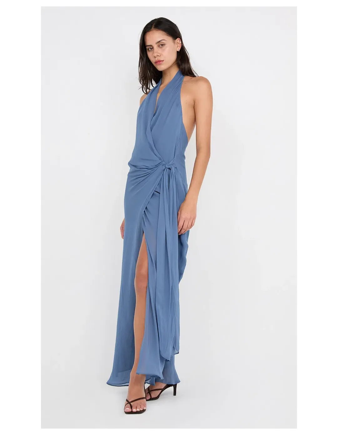 Bec and Bridge Soneva Wrap Halter Wrap Dress in Steel Blue Size XS /AU6 for rent on The Volte - main image