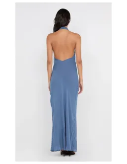 Bec & Bridge Soneva Wrap Halter Wrap Dress Maxi Steel Blue Size 8 AU for rent on The Volte - image 3