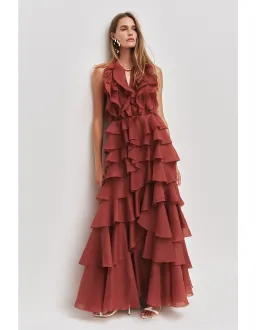 Aje Cleo Gown in Rust Size 14 for rent on The Volte - image 4