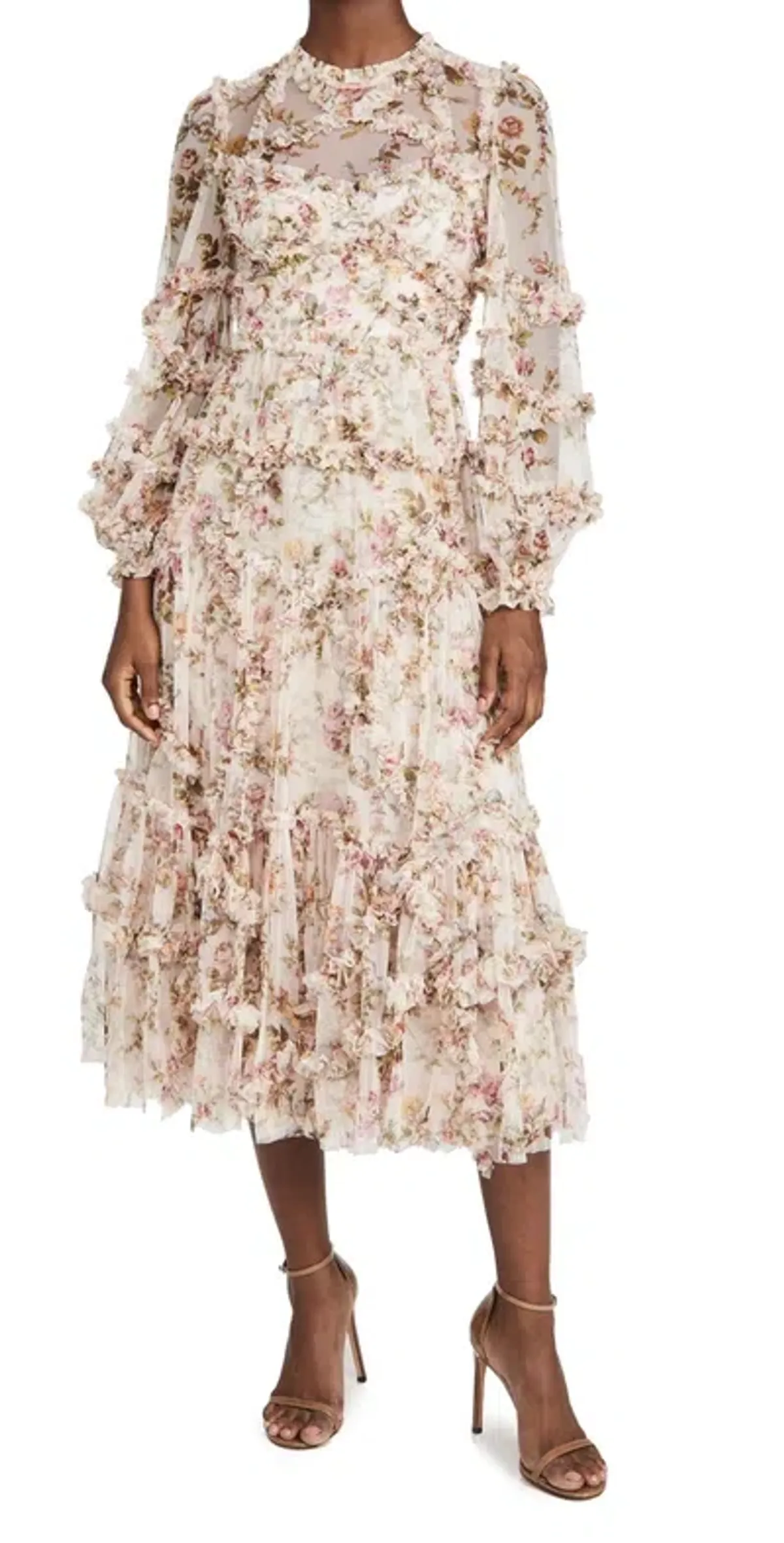 Needle and thread Garland flora ruffled midi dress. Size 16-18au for rent on The Volte - main image