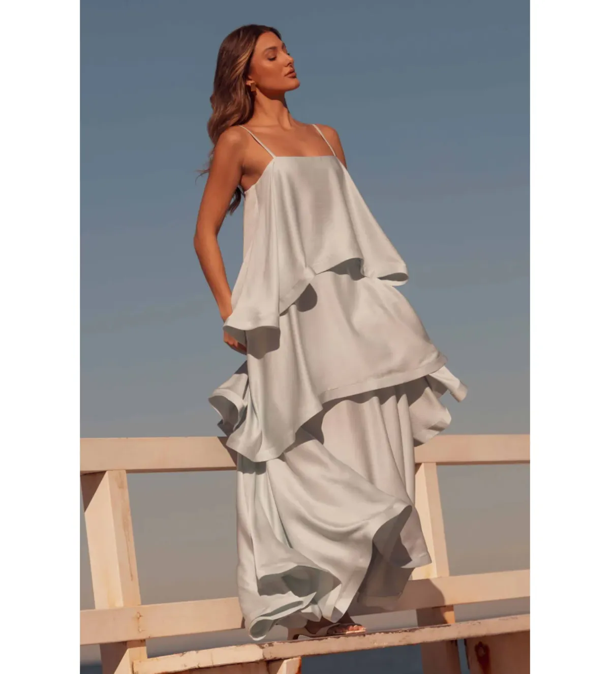 Elliatt Tilly Tiered Maxi Dress in Blue Size L/AU 12 - Image 4