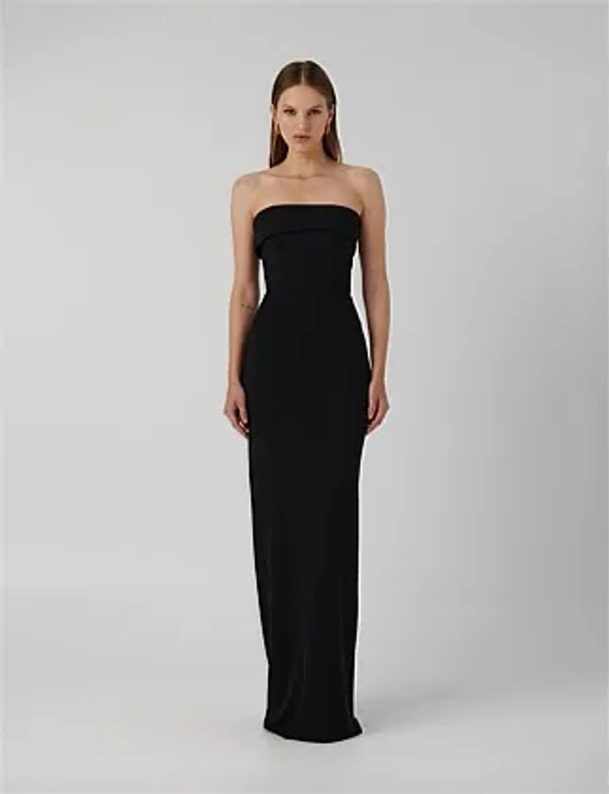 Effie Kats Monroe Strapless Crepe Floor Length Gown Black Size 6 - Image 2