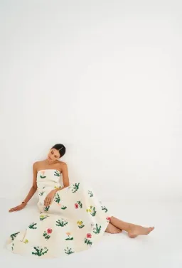 Oroton Poppy Print Gown Cream Floral 8 for rent on The Volte - image 4