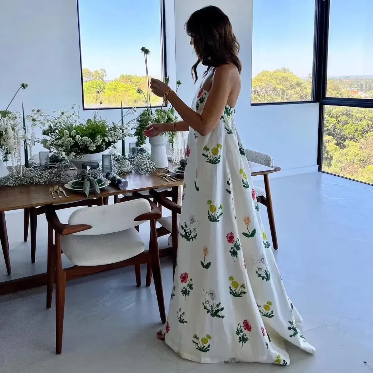 Oroton Poppy Print Gown Cream Floral 8 - Image 9