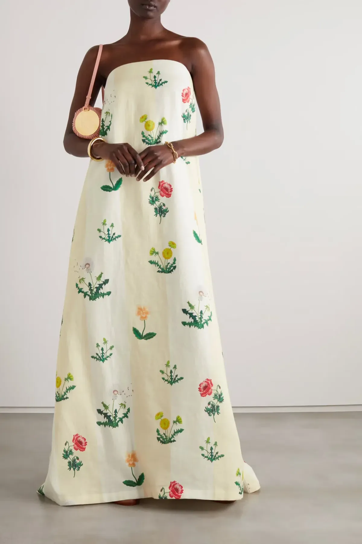 Oroton Poppy Print Gown Cream Floral 8 - Image 2