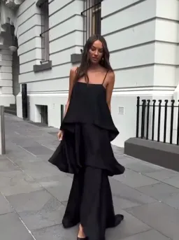 Tilly Tiered Maxi Dress in Black in XXL for rent on The Volte - image 11