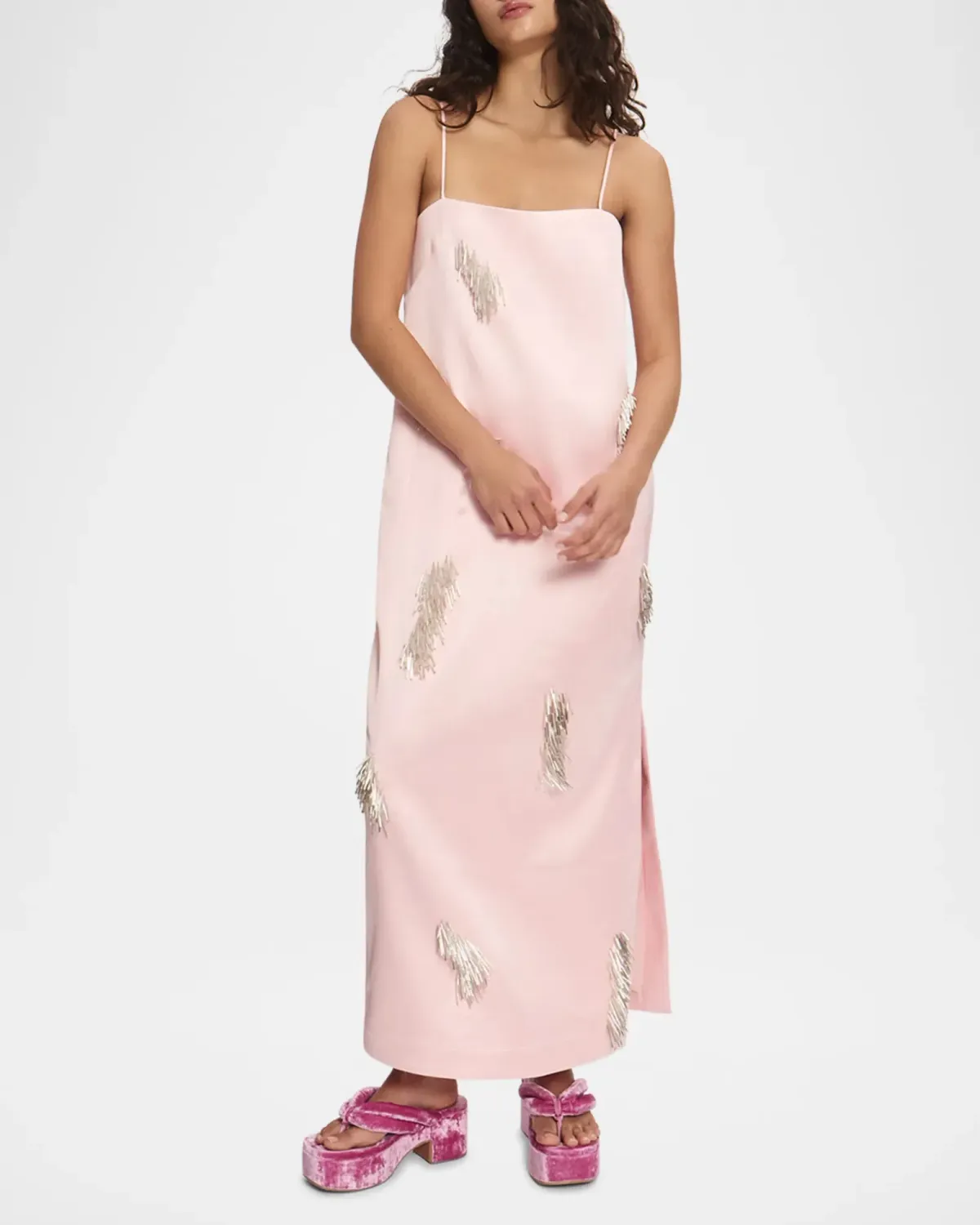 ALEMAIS Cindy Embellished Slip Dress Pink 8 AU - Image 12