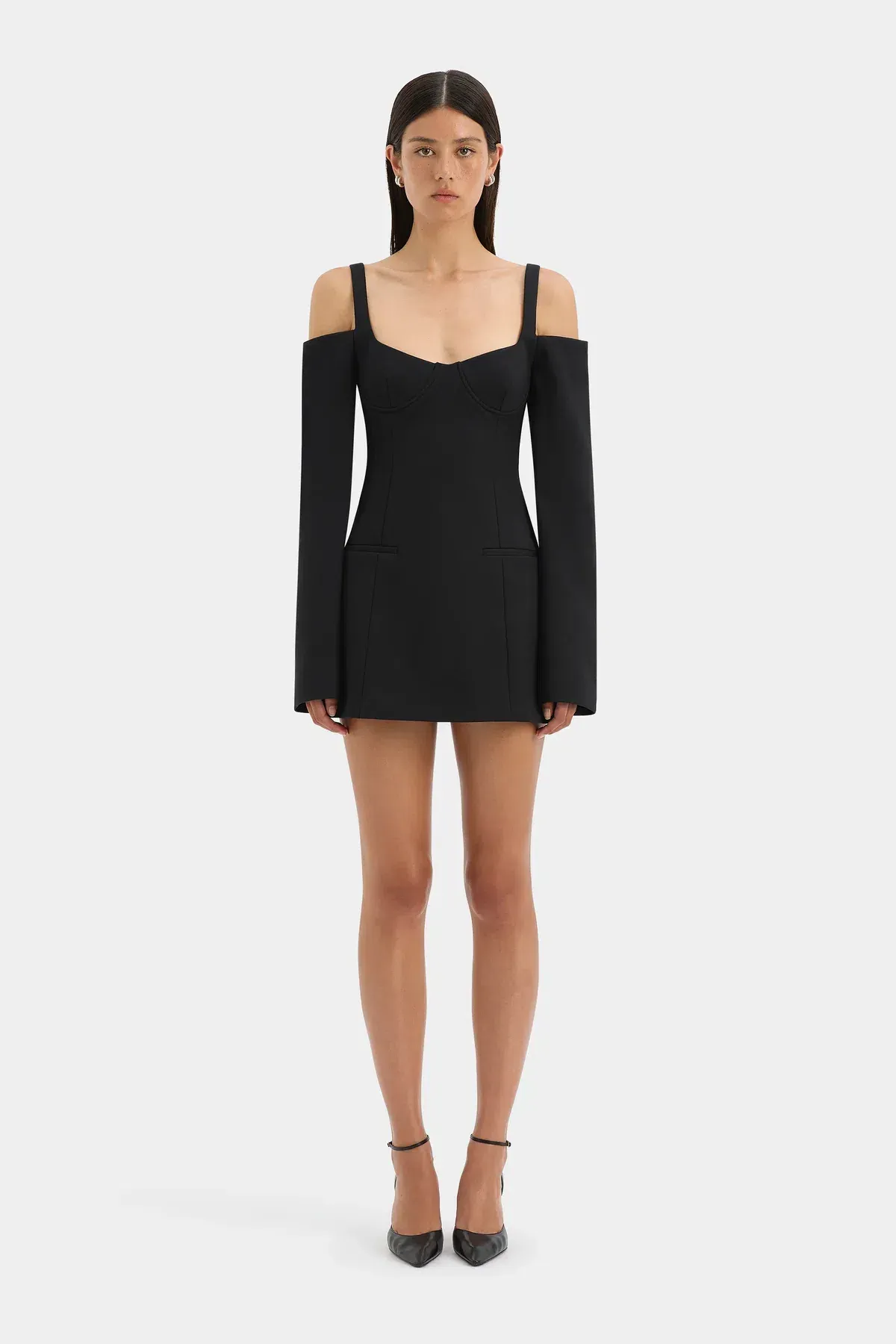 SIR SANDRINE LONG SLEEVE MINI IN BLACK SIZE AU 6 for rent on The Volte - main image