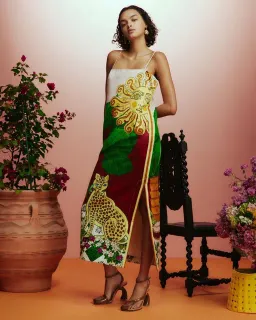 ALEMAIS Tiger Slip Midi Dress 10 AU for rent on The Volte - image 7