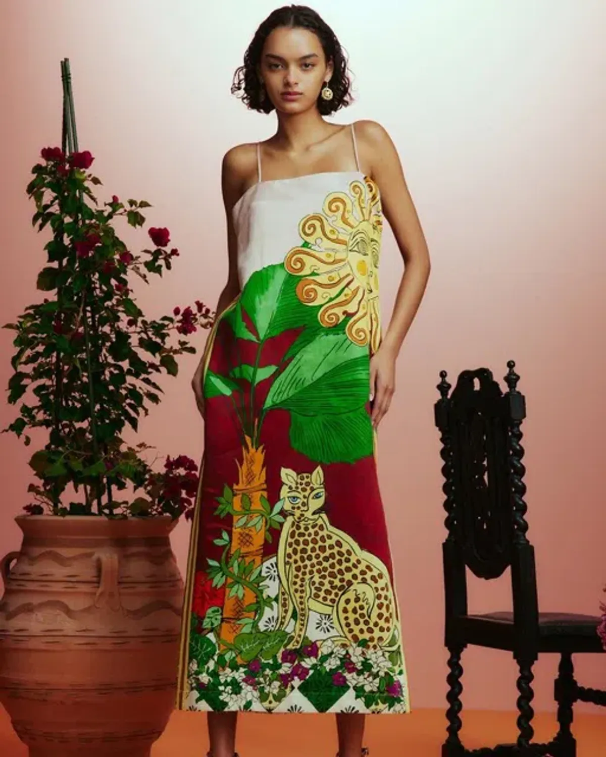 ALEMAIS Tiger Slip Midi Dress 10 AU - Image 4