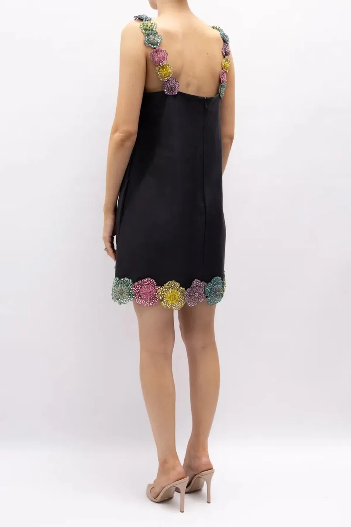 ALEMAIS Lolita Floral Beaded Mini Dress Black 10 AU - Image 5