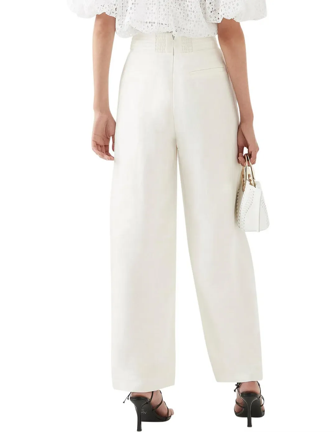 Aje Tate Linen Bland Wide Leg Pant white size 10 for rent on The Volte - main image