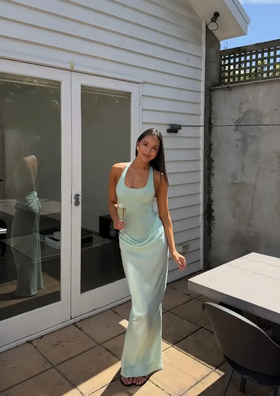 Benni Jade Aqua Maxi Dress Size 8 for rent on The Volte - main image