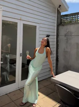 Benni Jade Aqua Maxi Dress Size 8 for rent on The Volte - image 2