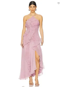 Amur Lorelie Midi Halter Gown Dress Water Hyacinth Pink Size AU 10 /US 6 for rent on The Volte - image 4