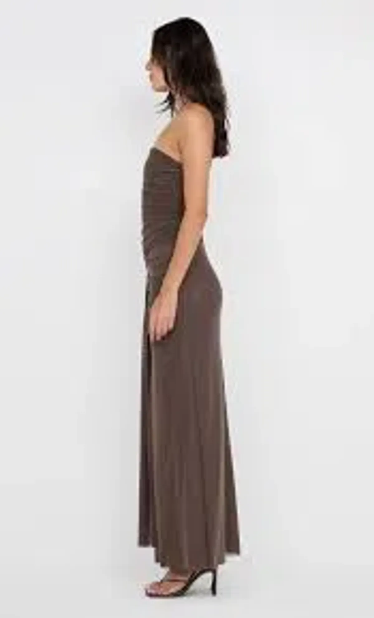 BEC & BRIDGE IDA STRAPLESS MAXI GOWN IN CHOCOLATE BROWN SIZE AU 6 - Image 2