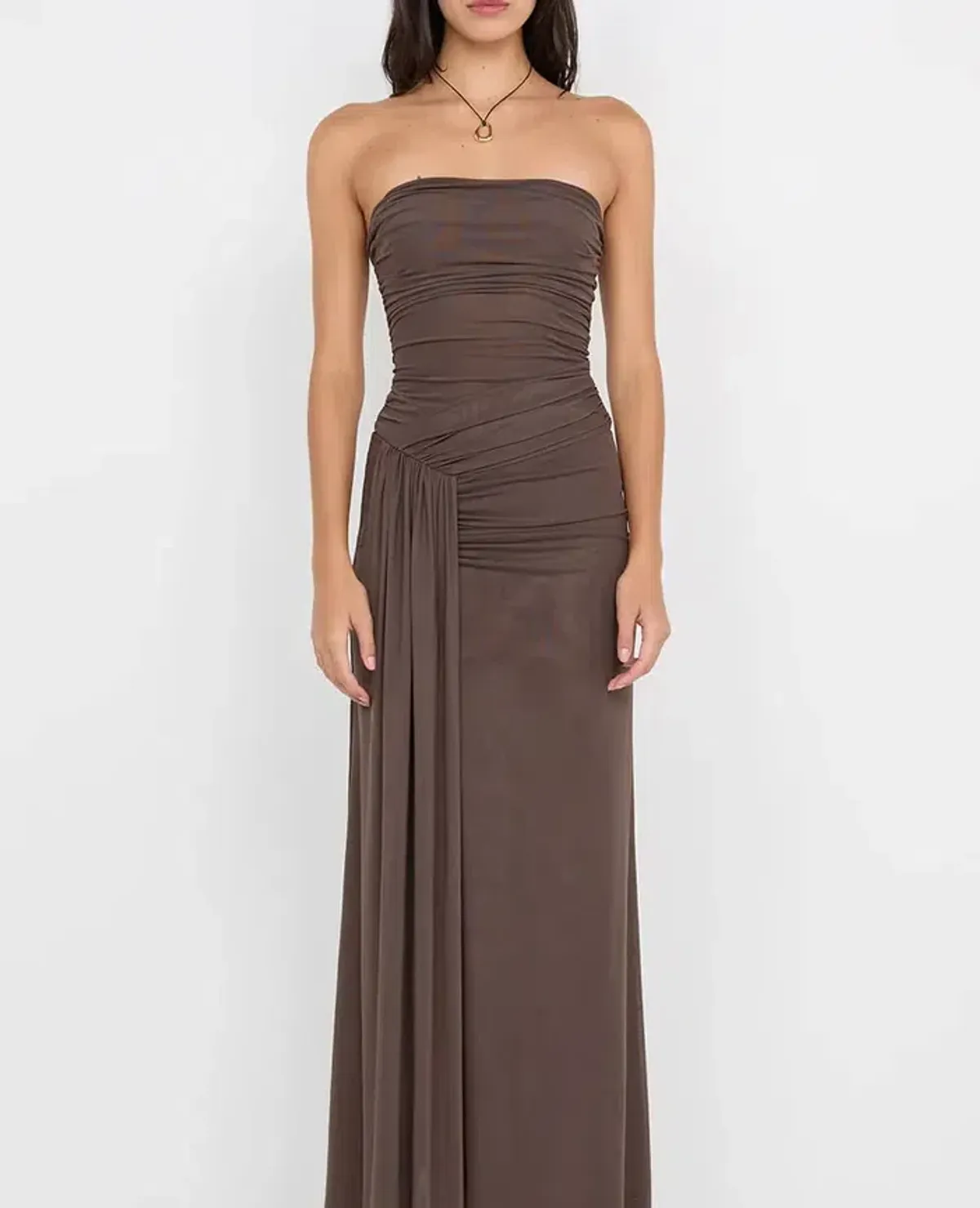 BEC & BRIDGE IDA STRAPLESS MAXI GOWN IN CHOCOLATE BROWN SIZE AU 6 - Image 2